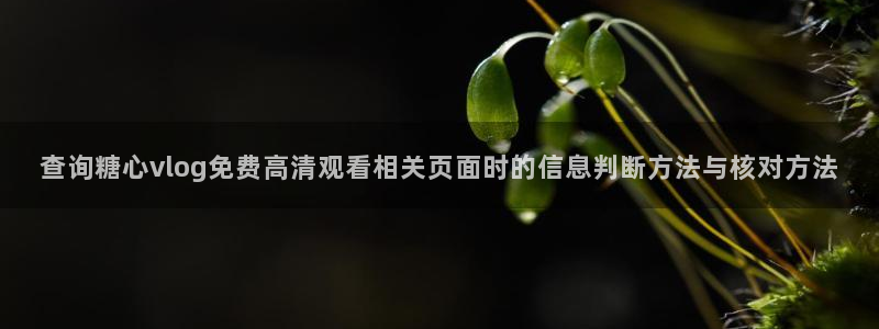 糖心视频app下载:查询糖心vlog免费高清观看相关页面时的信息判断方法与核对方法